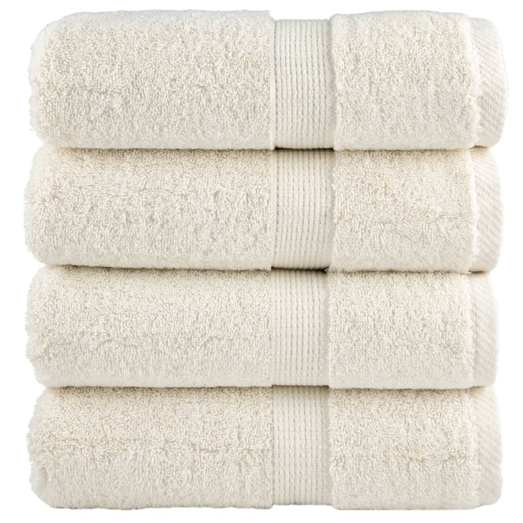 Aukščiausios kokybės rankšluosčiai SOLUND, 4 vnt., kreminės spalvos, 30x30 cm, 600 g/m²