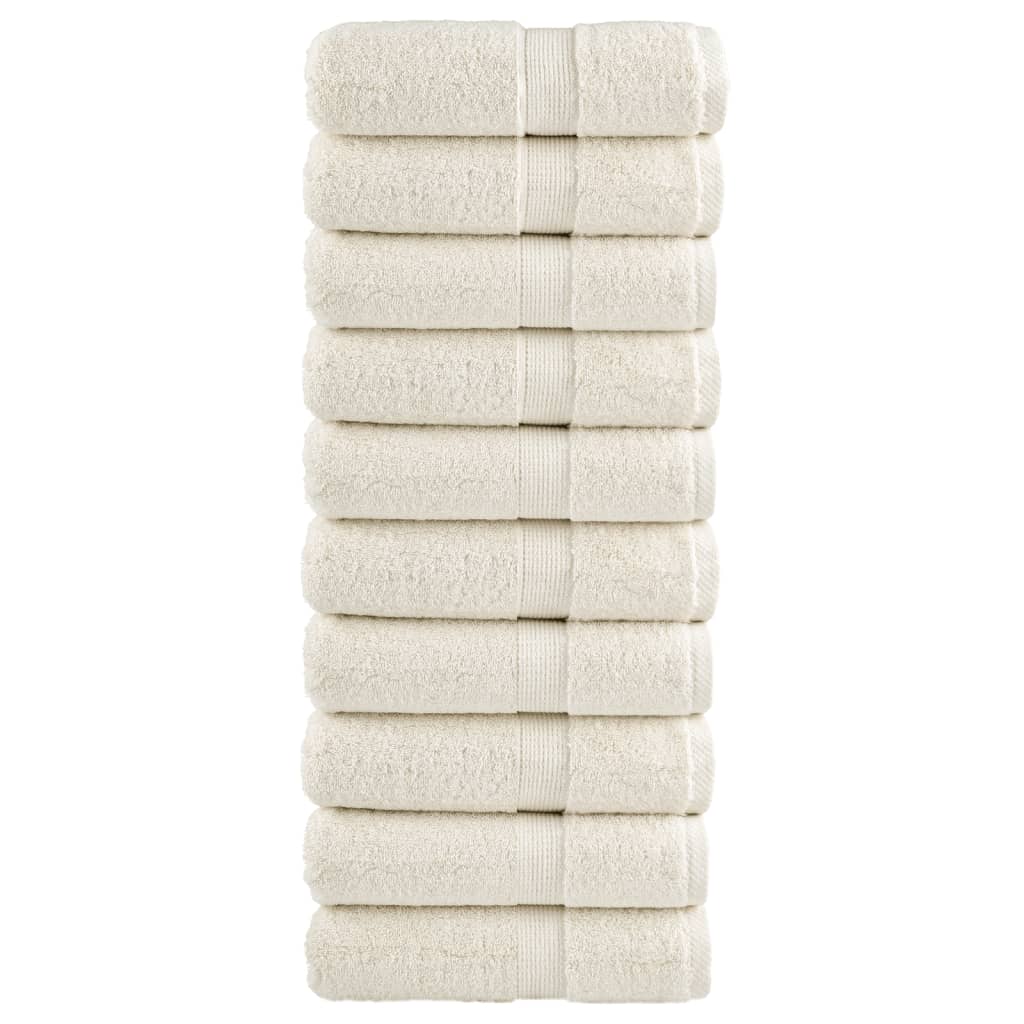Aukščiausios kokybės rankšluosčiai SOLUND, 10 vnt., kreminės spalvos, 30x30 cm, 600 g/m²