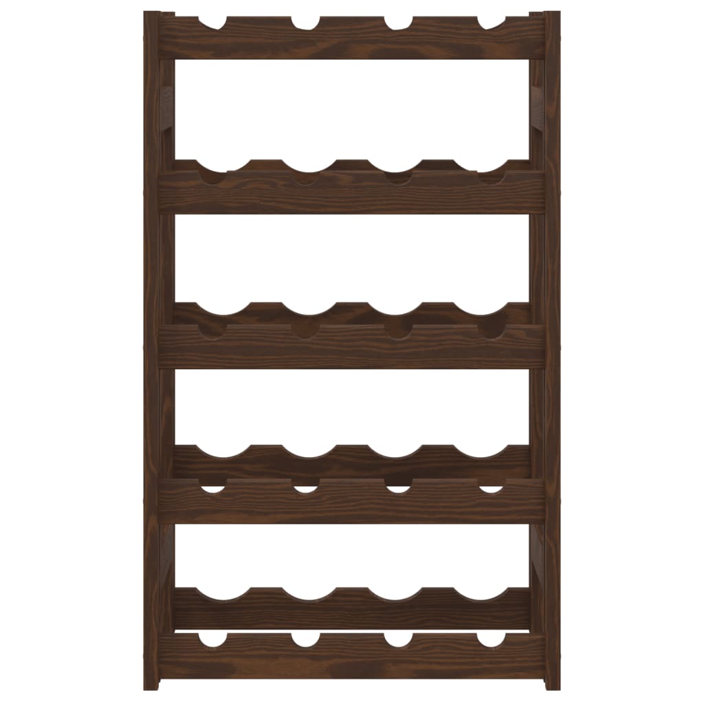 Vyno laikiklis 20 butelių, rudas, pušies medienos masyvas