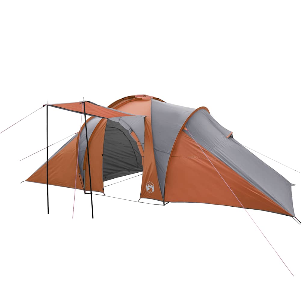 Šeimos palapinė, pilka ir oranžinė, šešiavietė, kupolinė