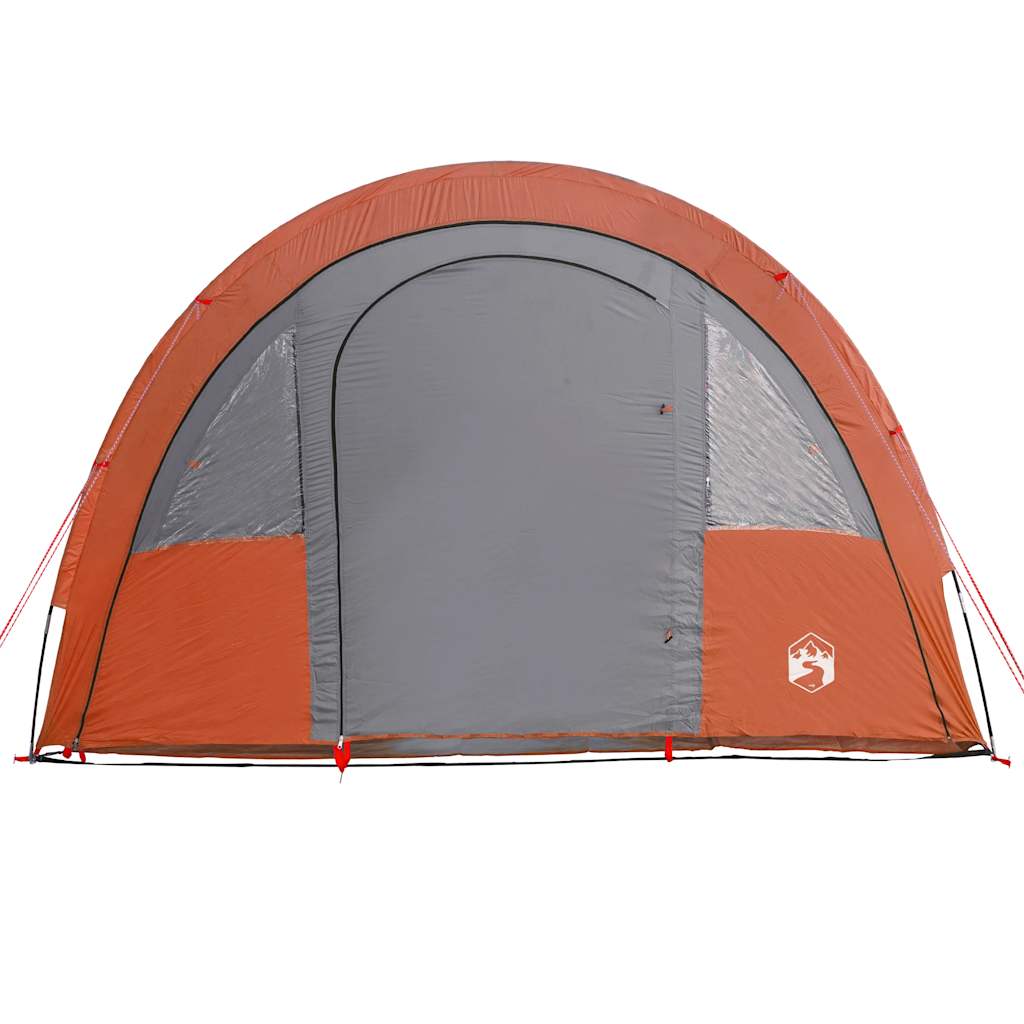 Stovyklavimo palapinė, pilka ir oranžinė, keturvietė, tunelinė