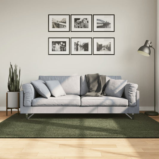 Kilimas HUARTE, miško žalios spalvos, 140x200cm trumpi šereliai