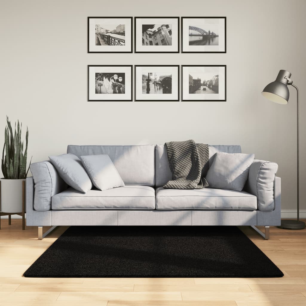 Kilimas HUARTE, juodas, 120x120cm, trumpi šereliai