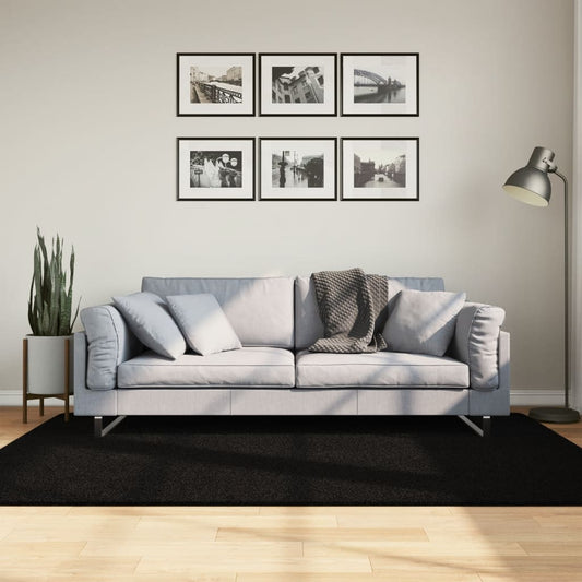 Kilimas HUARTE, juodas, 140x200cm, trumpi šereliai
