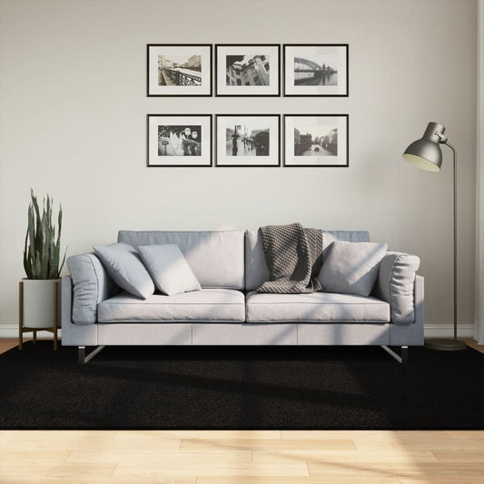 Kilimas HUARTE, juodas, 160x230cm, trumpi šereliai