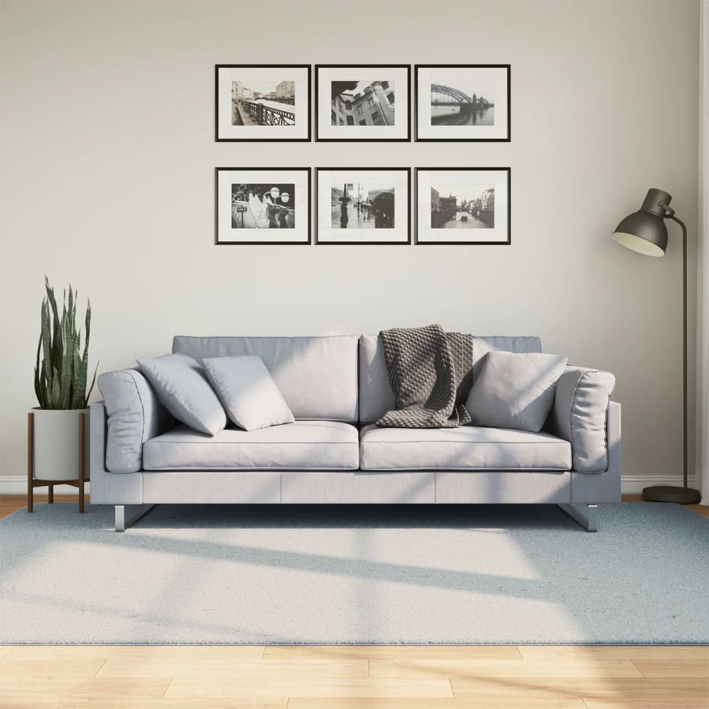 Kilimas HUARTE, mėlynos spalvos, 160x230cm, trumpi šereliai