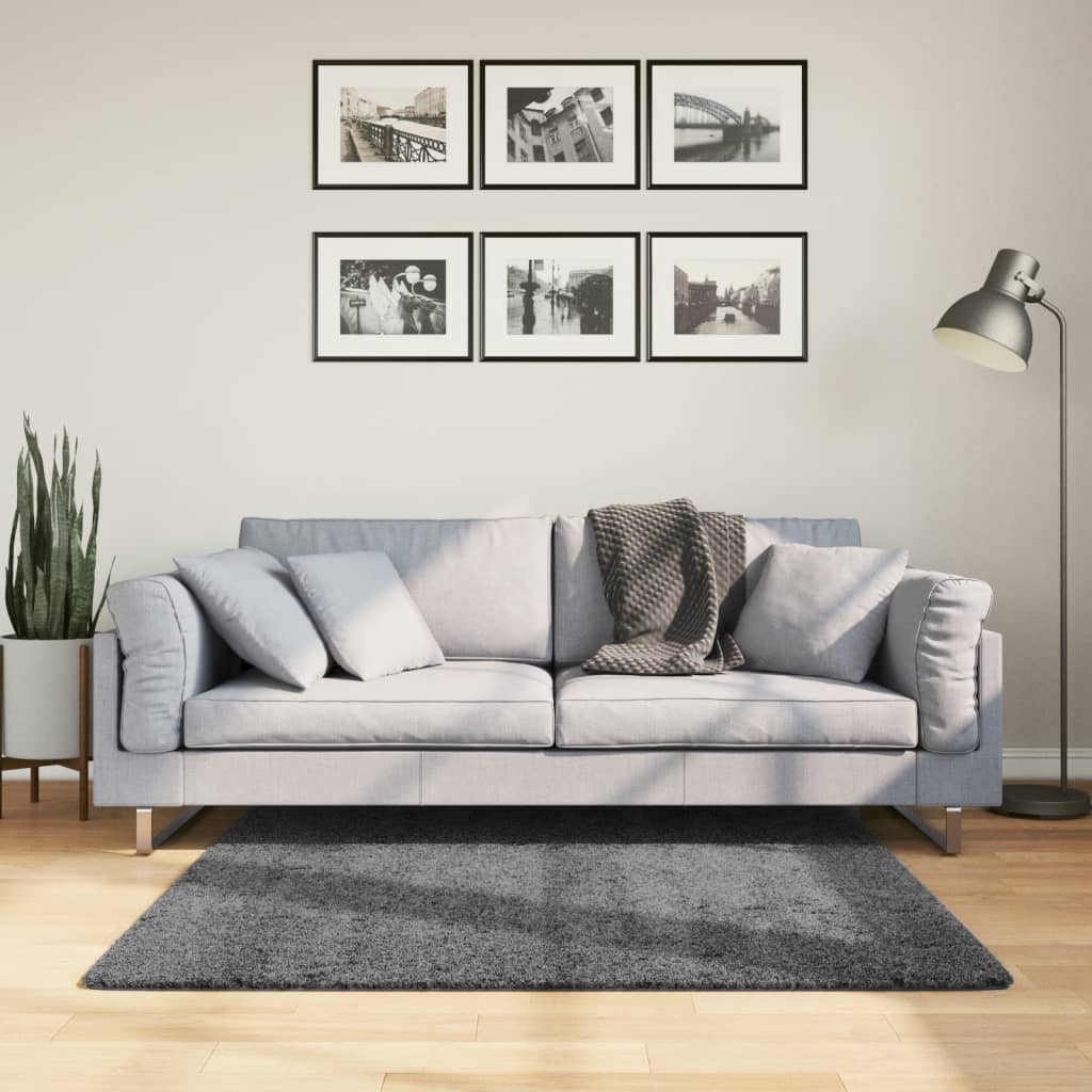 Kilimas OVIEDO, antracito spalvos, 120x120cm, trumpi šereliai