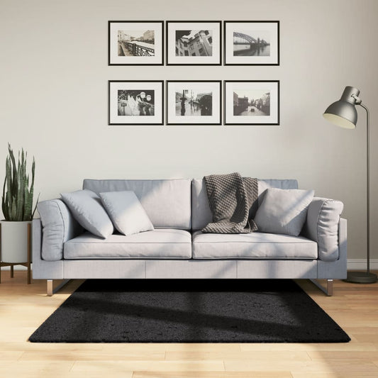 Kilimas OVIEDO, juodos spalvos, 120x120cm, trumpi šereliai
