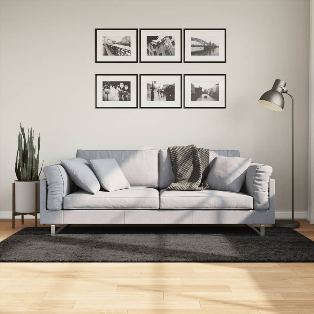 Kilimas ISTAN, antracito, 100x200cm, blizgus, aukšti šereliai