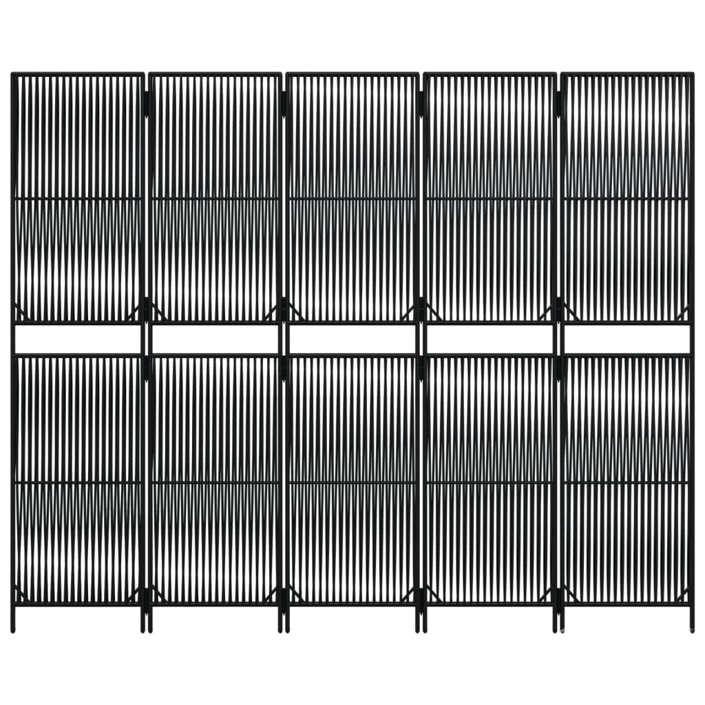 Kambario pertvara, 5 segmentai, juodos spalvos, poliratanas