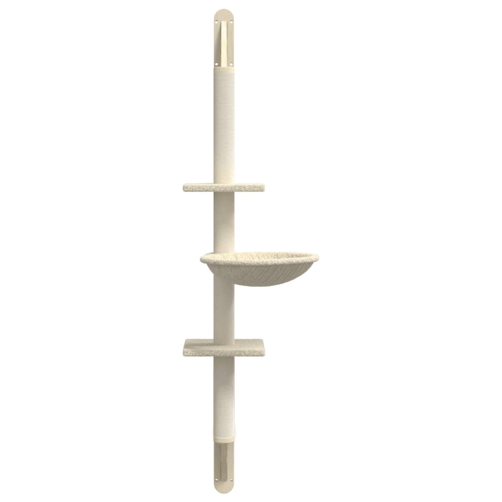 Draskyklė katėms su draskymo stovu, kreminė, 142,5cm