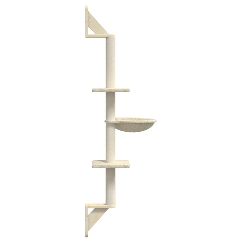 Draskyklė katėms su draskymo stovu, kreminė, 142,5cm
