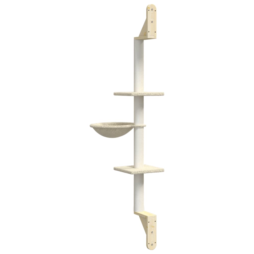 Draskyklė katėms su draskymo stovu, kreminė, 142,5cm