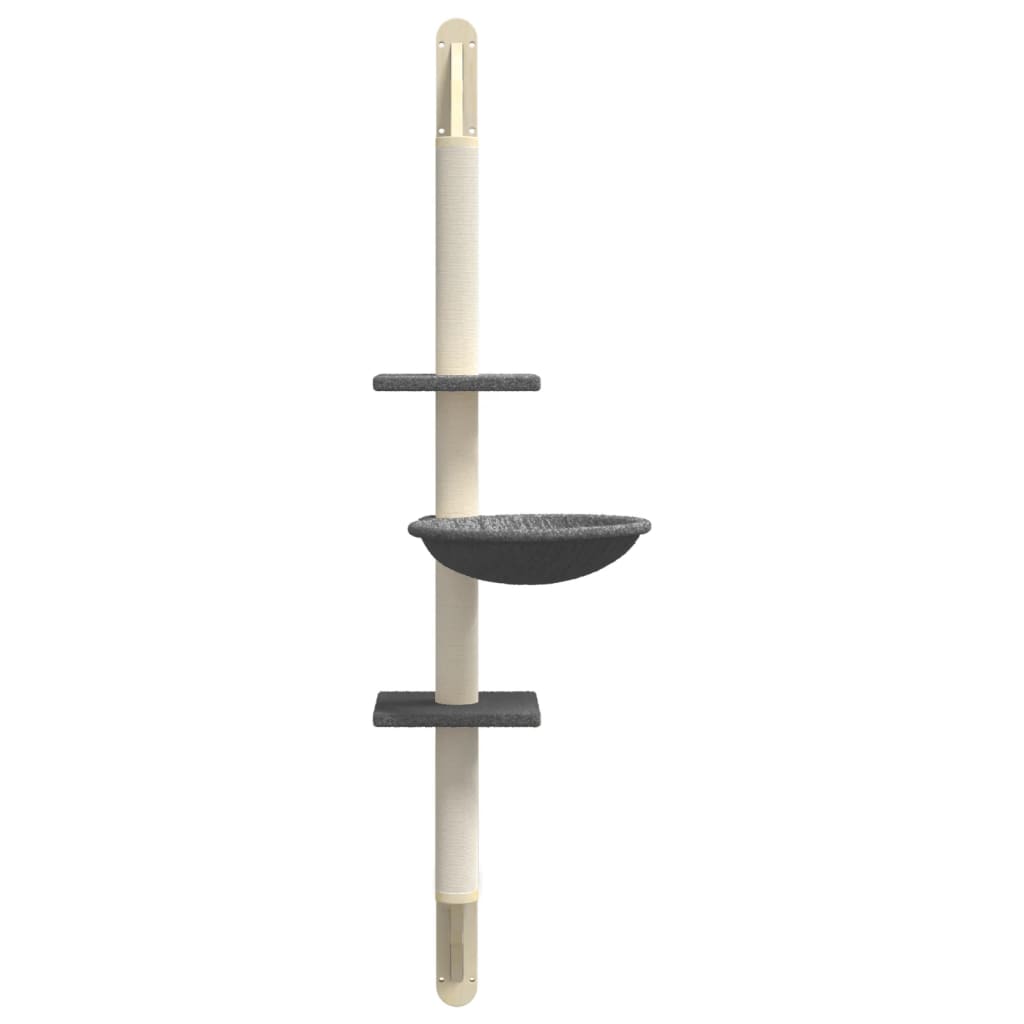 Draskyklė katėms su draskymo stovu, tamsiai pilka, 142,5cm