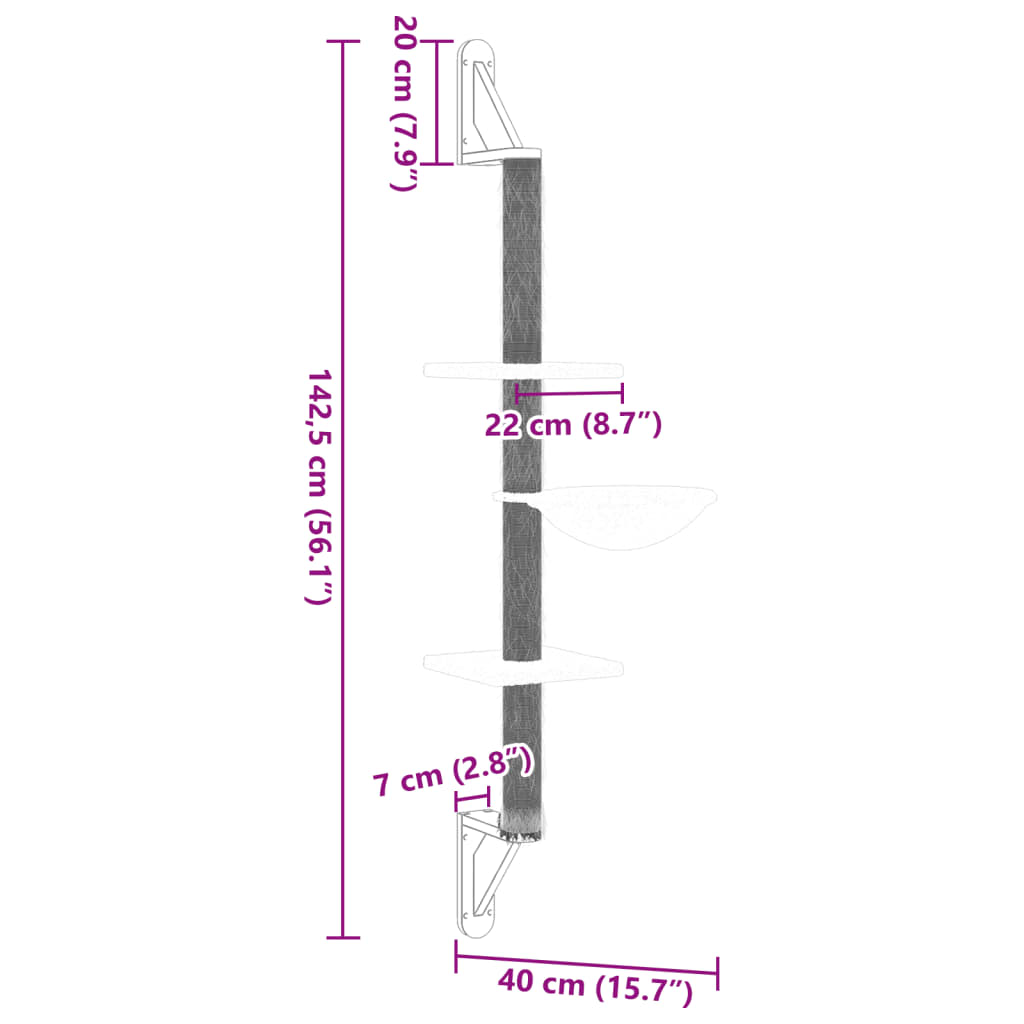 Draskyklė katėms su draskymo stovu, tamsiai pilka, 142,5cm
