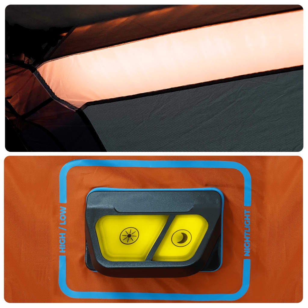 Šeimos palapinė su LED, pilka ir oranžinė, 9 vietų