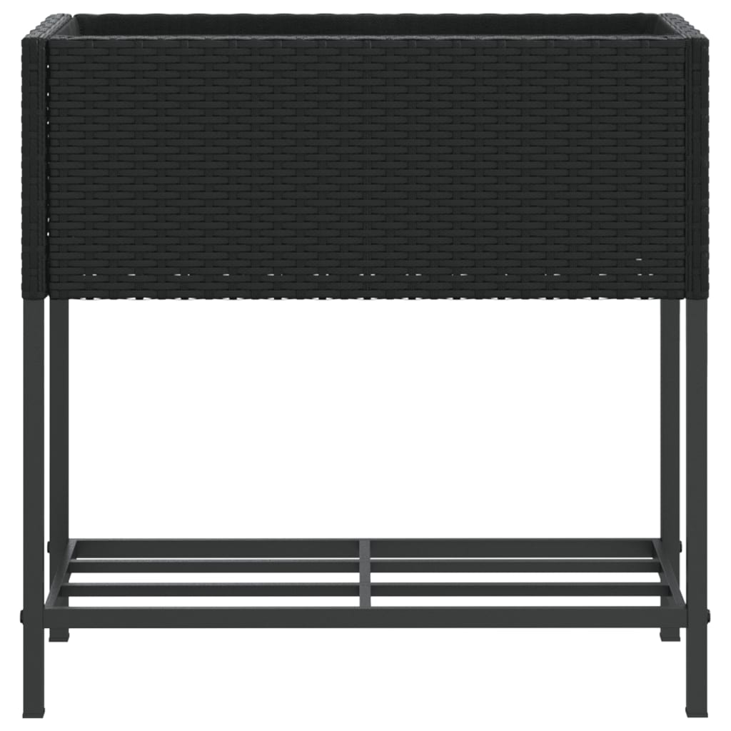 Sodo loveliai su lentyna, 2vnt., juodi, 70x28x70cm, poliratanas