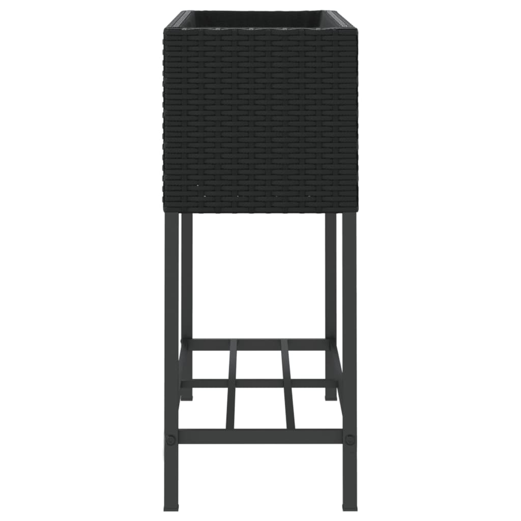 Sodo loveliai su lentyna, 2vnt., juodi, 70x28x70cm, poliratanas