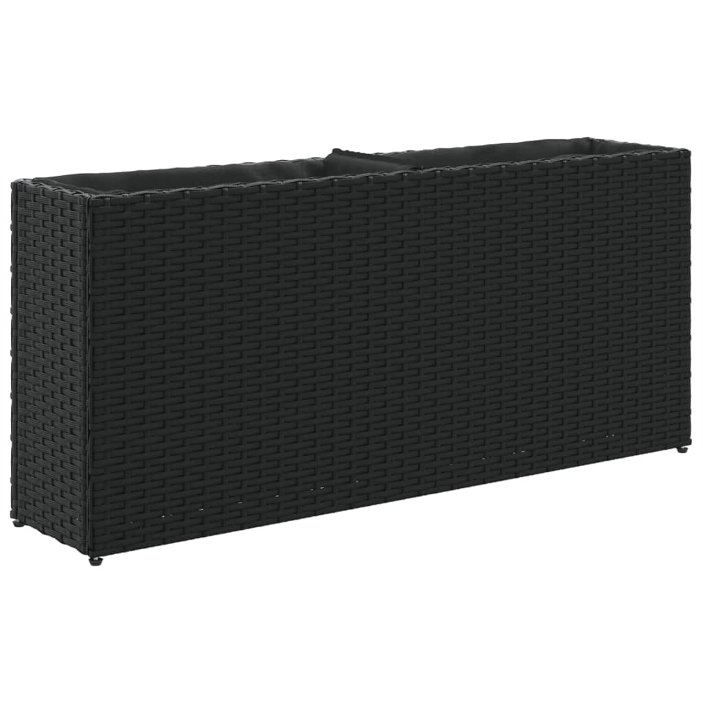 Sodo loveliai su lentyna, 2vnt., juodi, 90x20x40cm, poliratanas