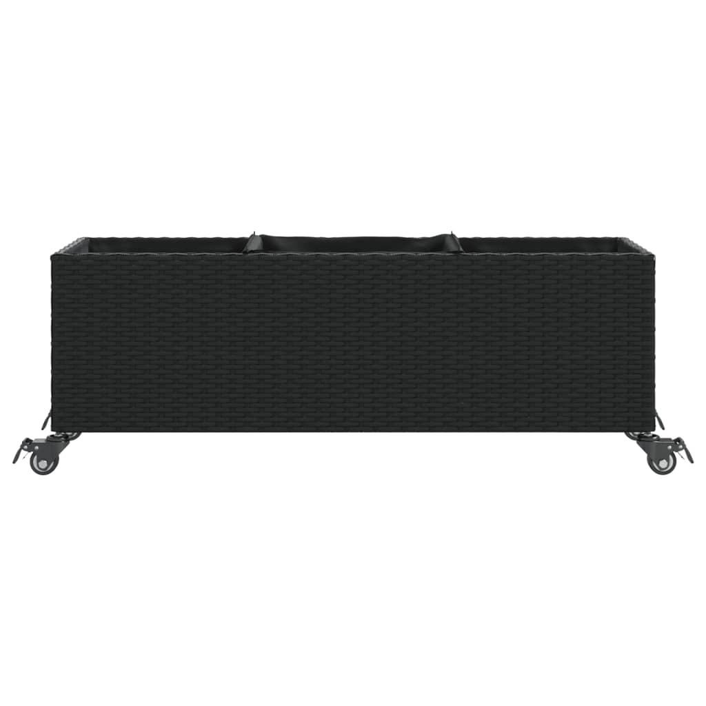 Sodo loveliai su ratukais, 2vnt., juodi, 107x32x38cm, ratanas
