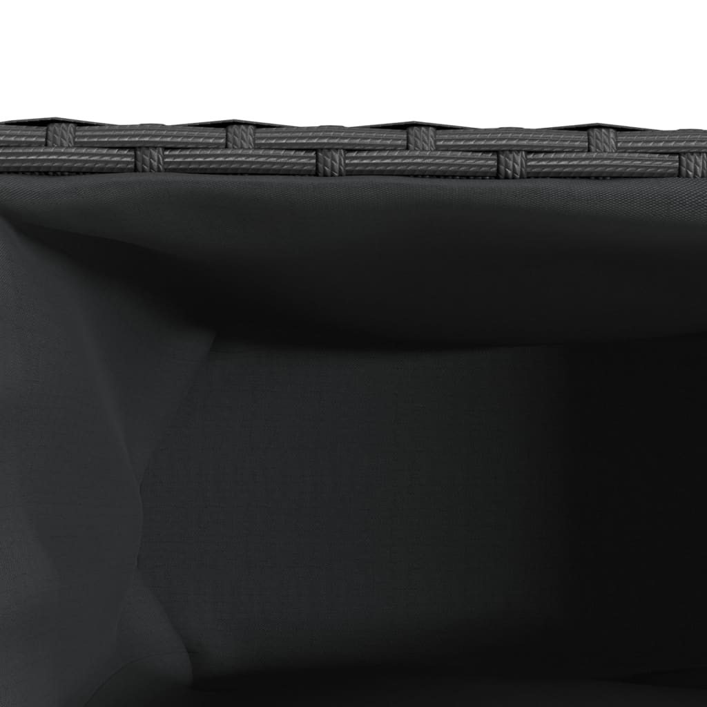 Lovelis su ratukais/3 vazonais, juodas, 107x32x38cm, PE ratanas