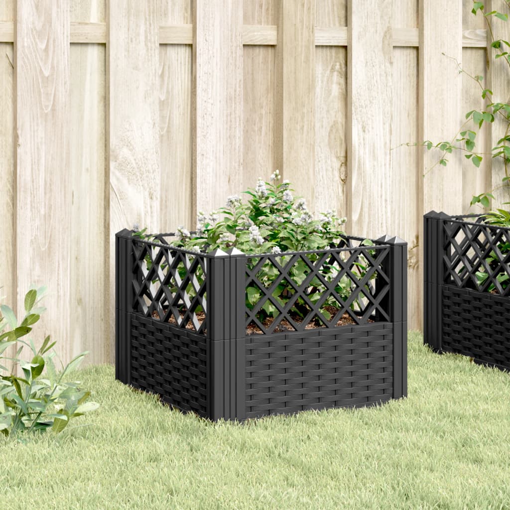Sodo lovelis su kuoliukais, juodas, 43,5x43,5x43,5cm, PP