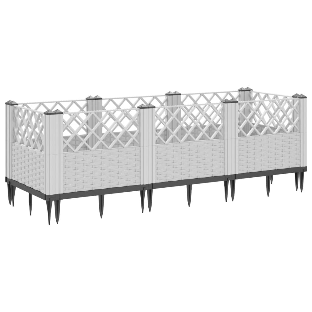 Sodo lovelis su kuoliukais, baltas, 123,5x43,5x43,5cm, PP