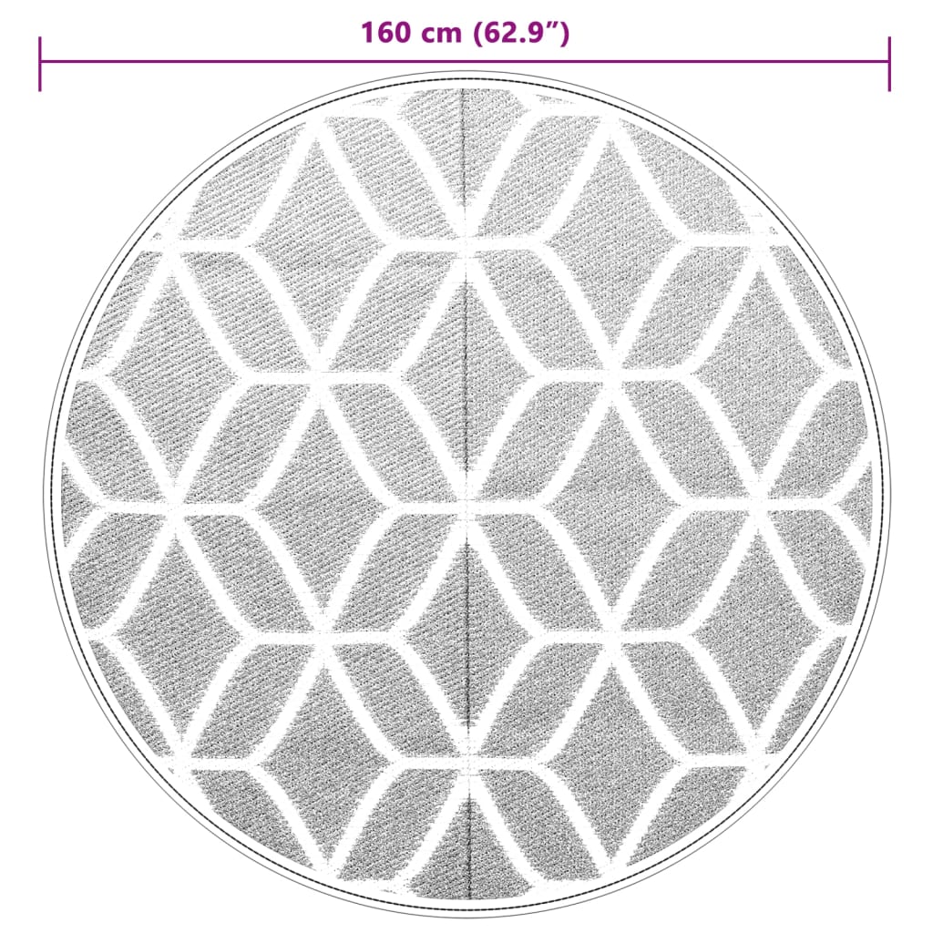 Lauko kilimas, ARAKIL pilkos spalvos, 160cm skersmens, PP