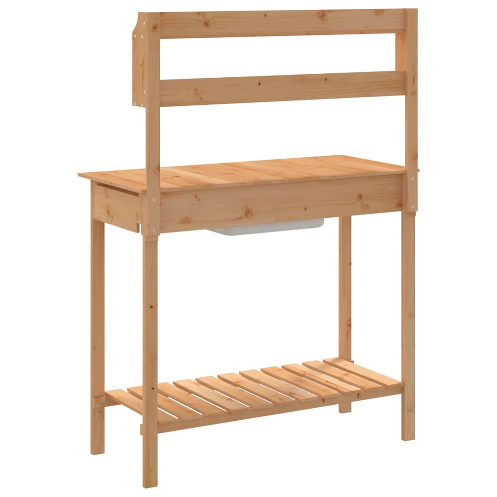Sodinimo stalas su plautuve, rudas, 147,5x44x139,5cm, eglė