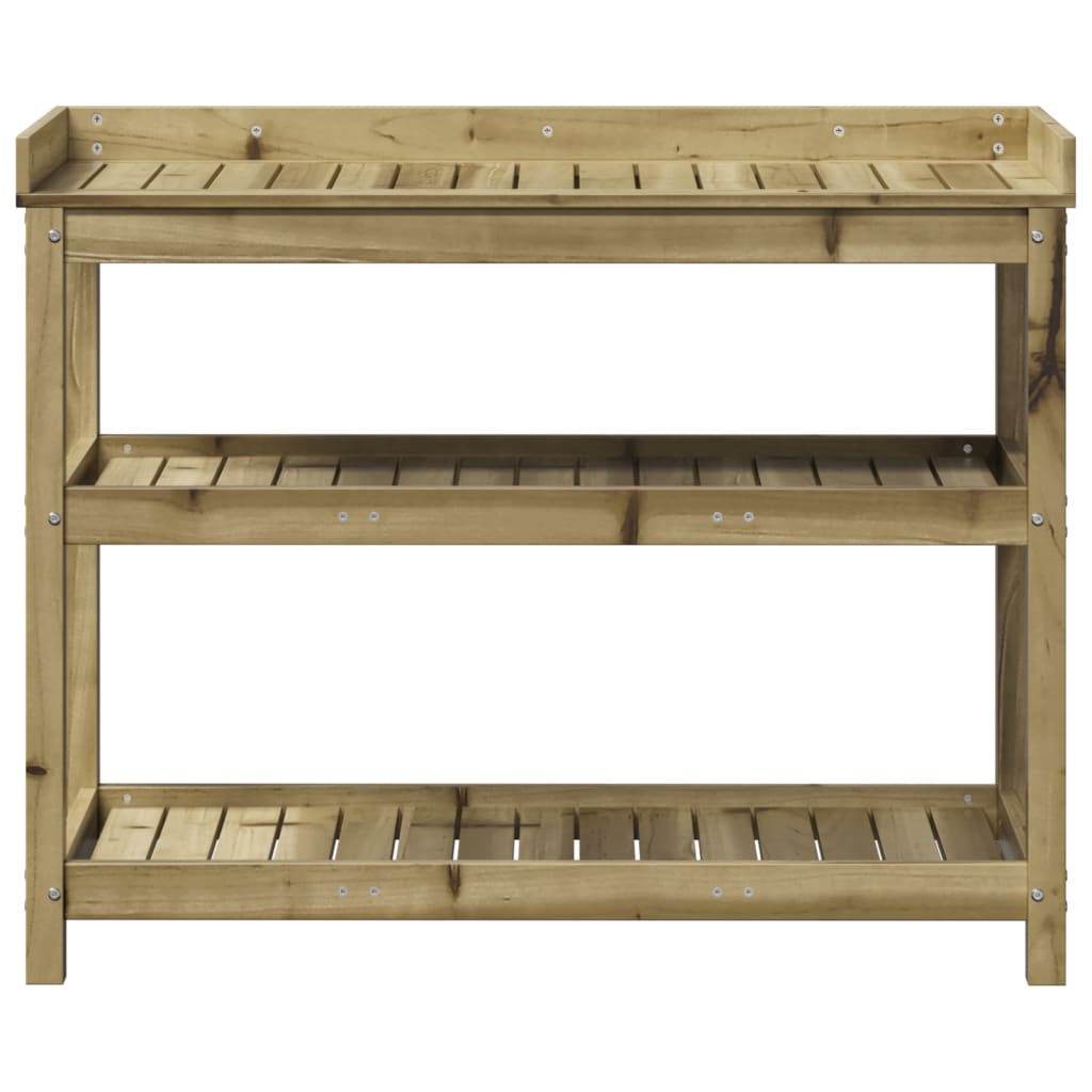Sodinimo stalas su lentynomis, 108x45x86,5cm, impregnuota pušis