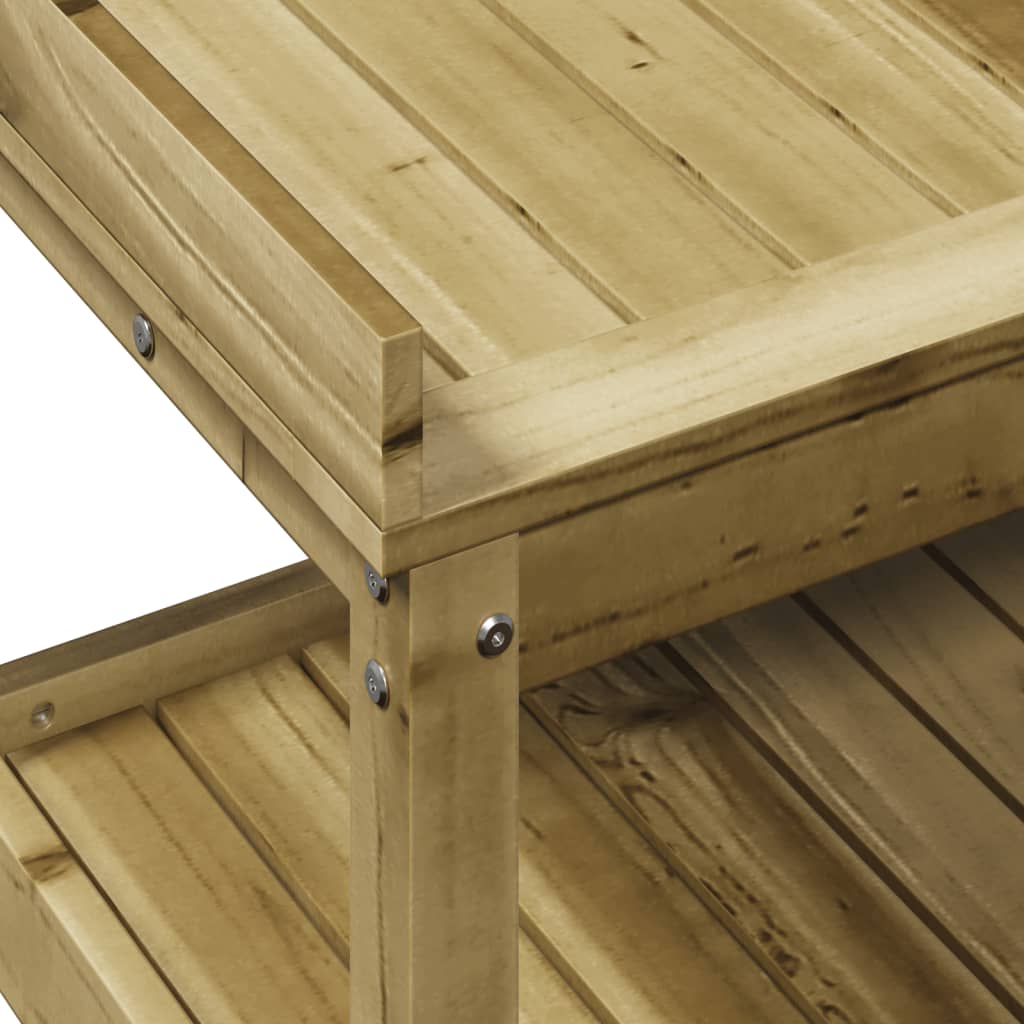 Sodinimo stalas su lentynomis, 108x45x86,5cm, impregnuota pušis