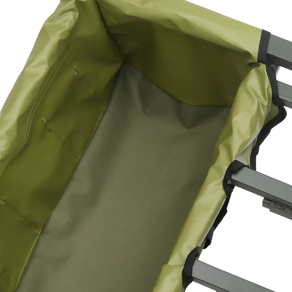 Žvejybos vežimėlis su ratu, žalias, plienas