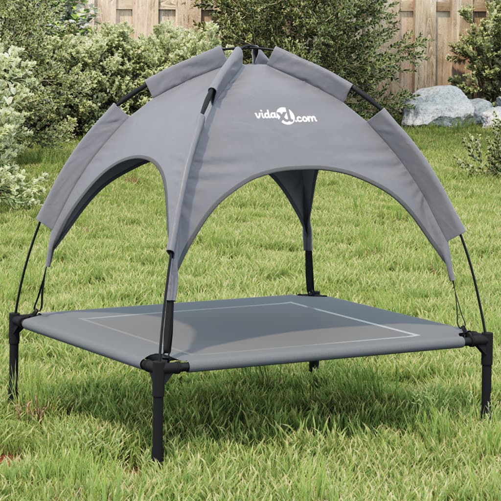 Lova šunims su skliautu, antracito, oksfordo audinys ir plienas
