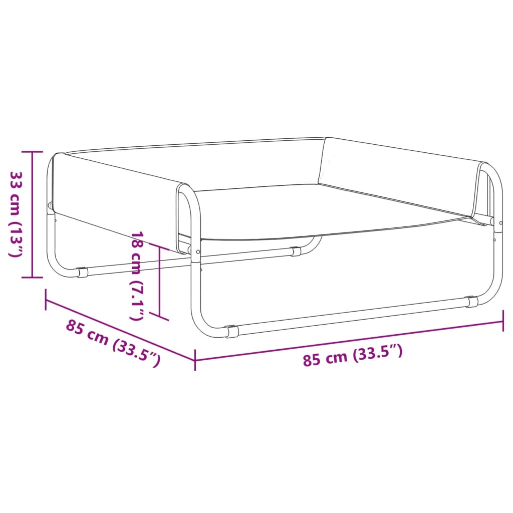 Pakelta lova šunims, antracito, oksfordo audinys ir plienas
