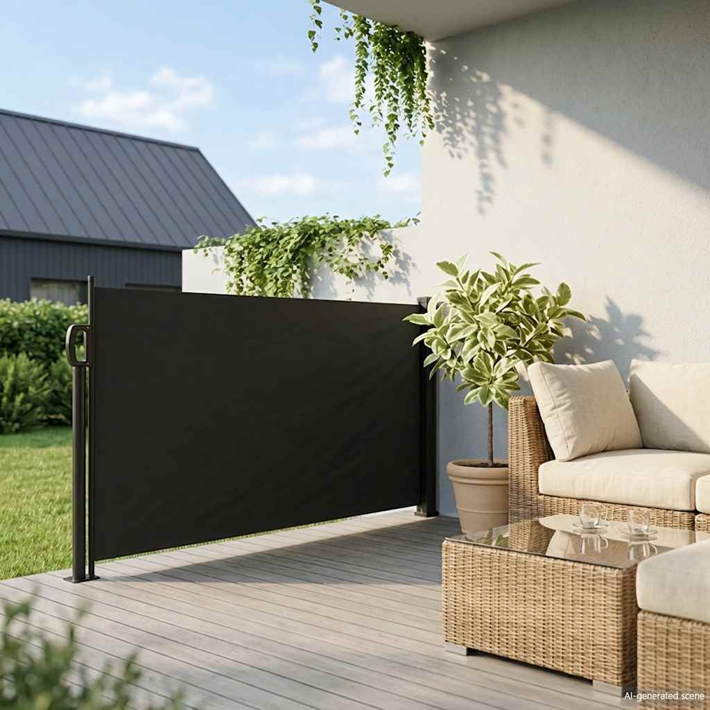 Ištraukiama šoninė markizė, juodos spalvos, 100x300cm