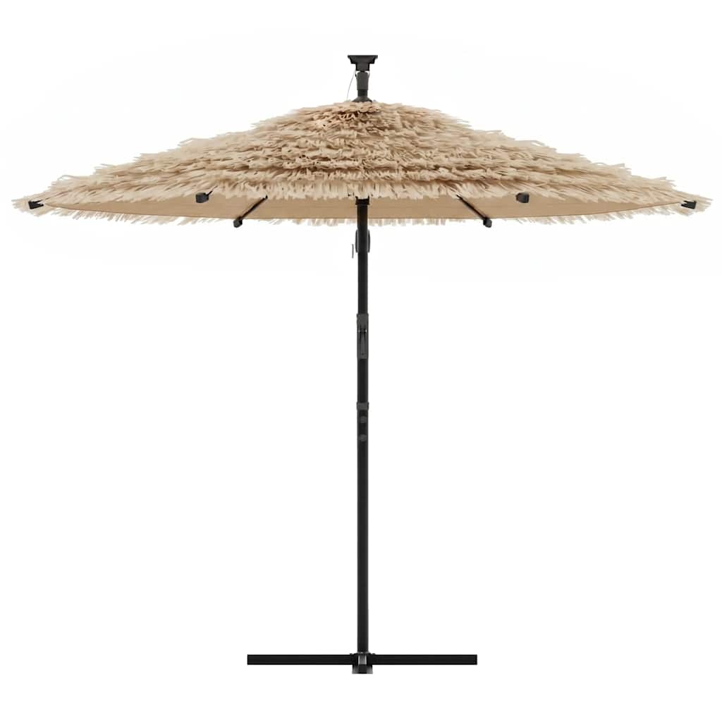 Skėtis nuo saulės su LED/plieniniu stulpu, rudas, 246x246x230cm