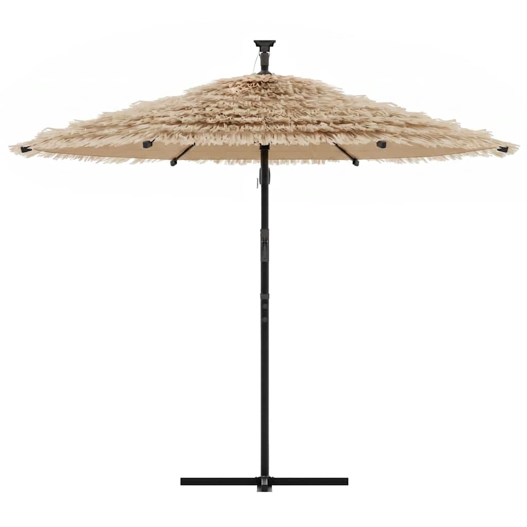 Skėtis nuo saulės su LED/plieniniu stulpu, rudas, 269x269x235cm