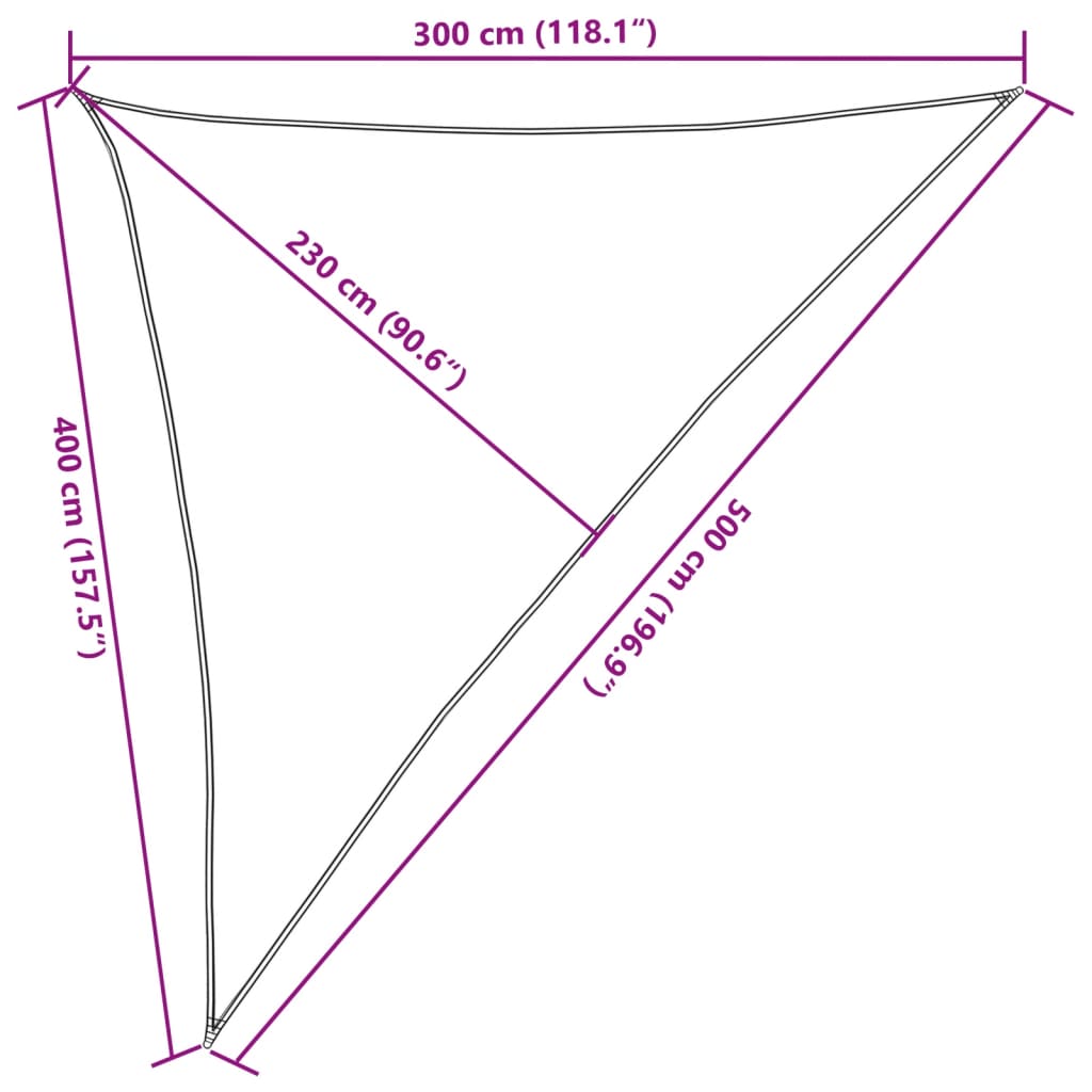 Saulės skėtis, burė, 160 g/m², trikampė, šviesiai pilka, 3x4x5 m, HDPE