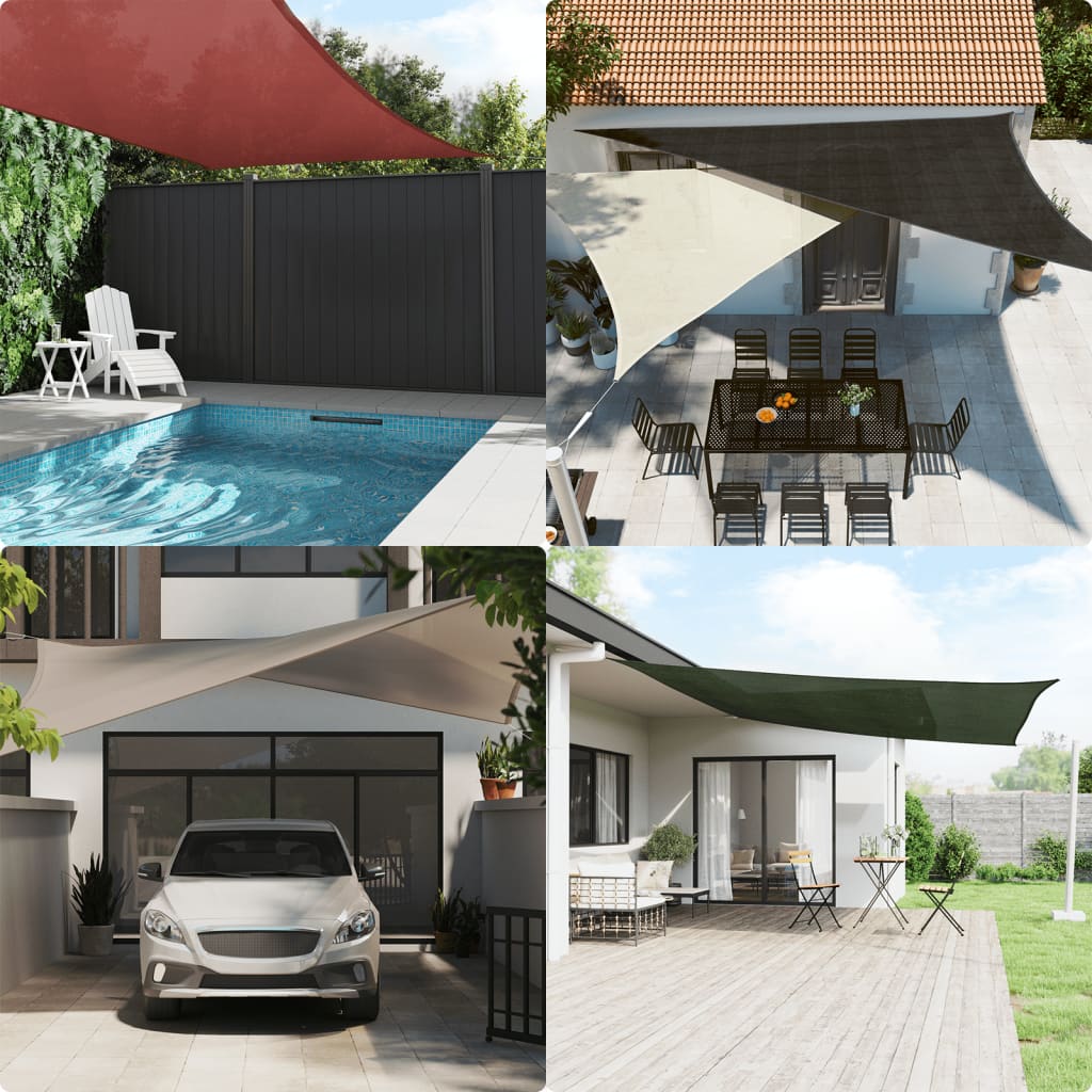 Saulės skėtis, 160 g/m², trikampė, šviesiai pilka, 5x5x6 m, HDPE