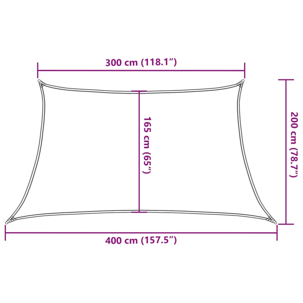 Saulės skėtis, burė, 160 g/m², trapecijos formos, šviesiai pilka, 3/4x2 m, HDPE