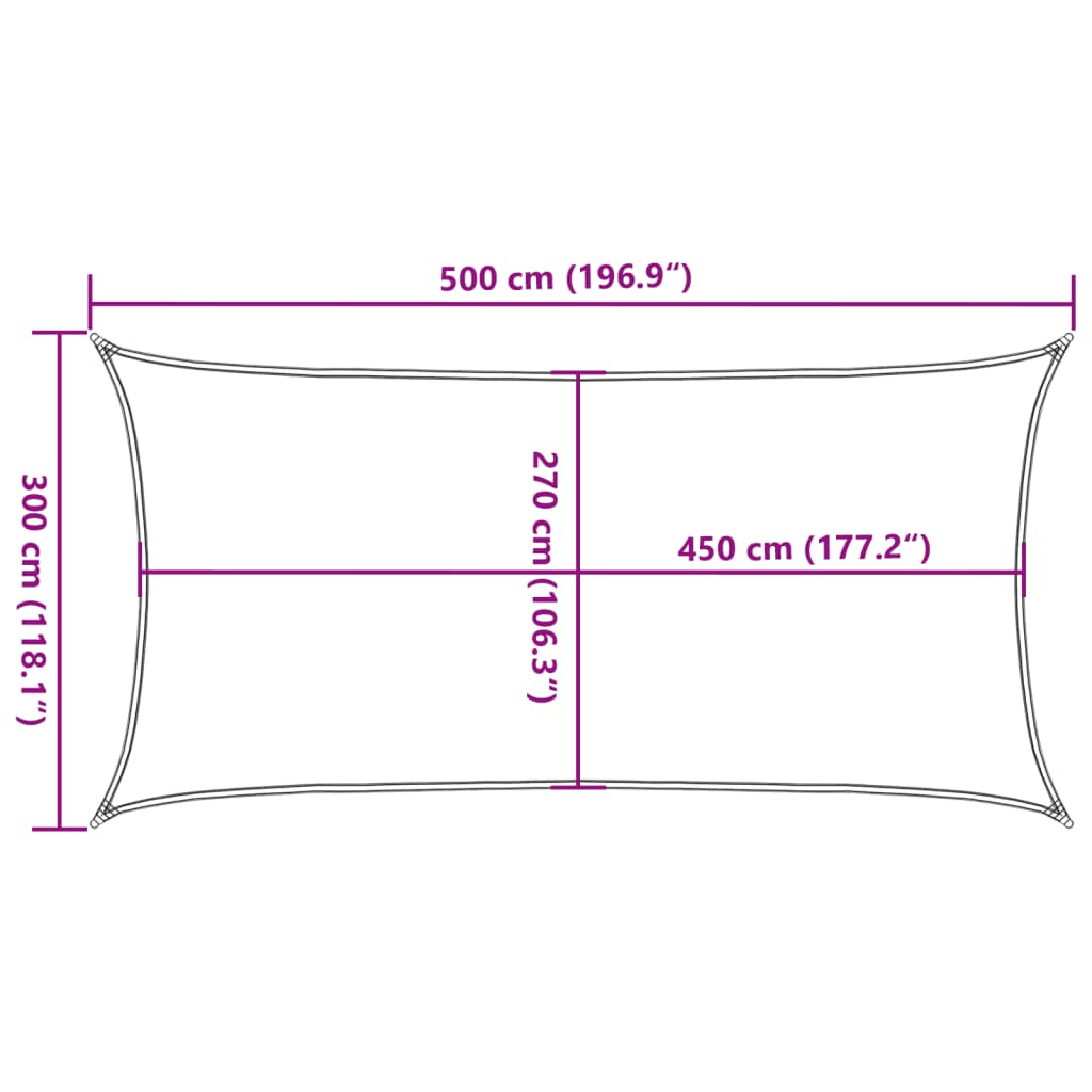 Burė nuo saulės, smėlio, 3x5m, HDPE, 160g/m², stačiakampė