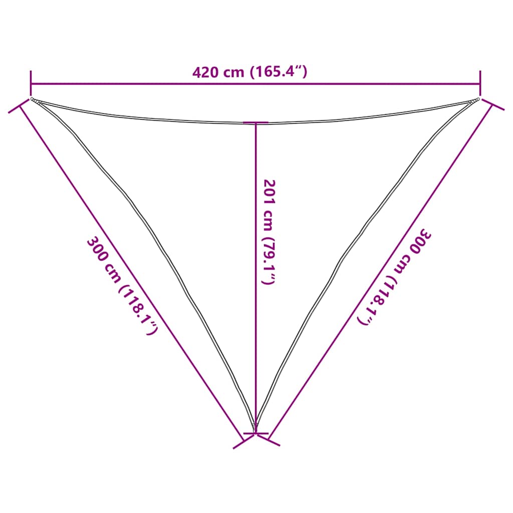 Saulės skėtis, 160 g/m², trikampė, smėlio spalvos, 3x3x4,2 m, HDPE