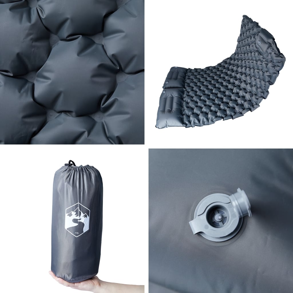 Savaime prisipučiantis dvivietis stovyklavimo čiužinys, pilkas