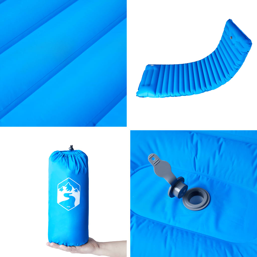 Savaime prisipučiantis čiužinys su pagalve, mėlynas, vienvietis