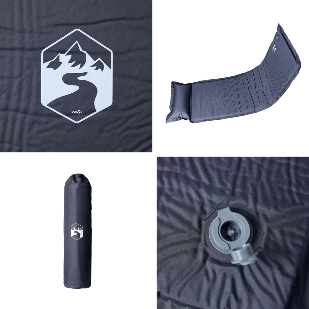 Savaime prisipučiantis čiužinys su pagalve, pilkas, vienvietis