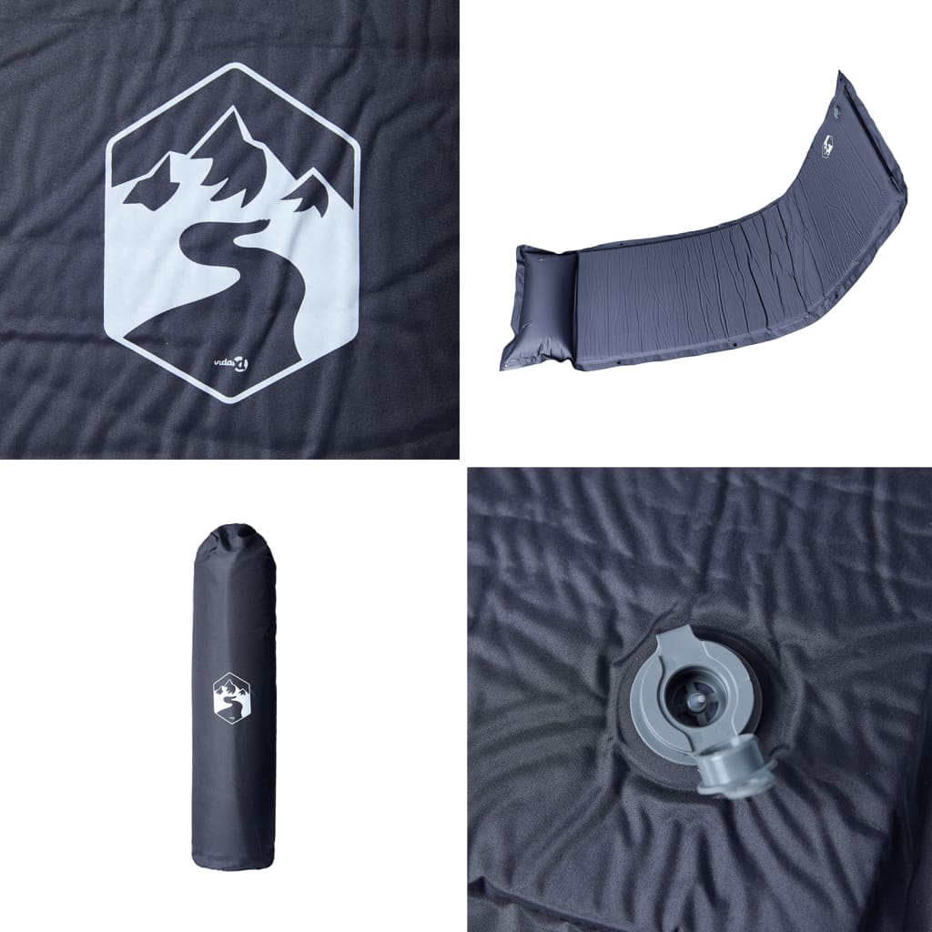 Savaime prisipučiantis čiužinys su pagalve, pilkas, vienvietis