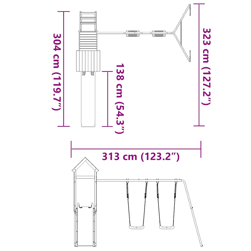Lauko žaidimų aikštelės komplektas, douglas eglės masyvas