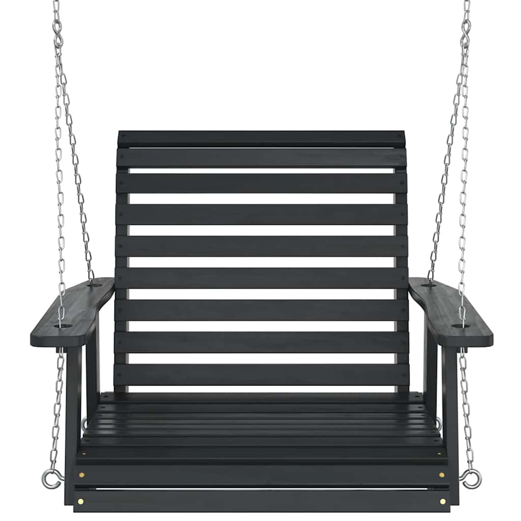 Sodo sūpynės-kėdė su metalinėmis grandinėmis, juoda, eglė