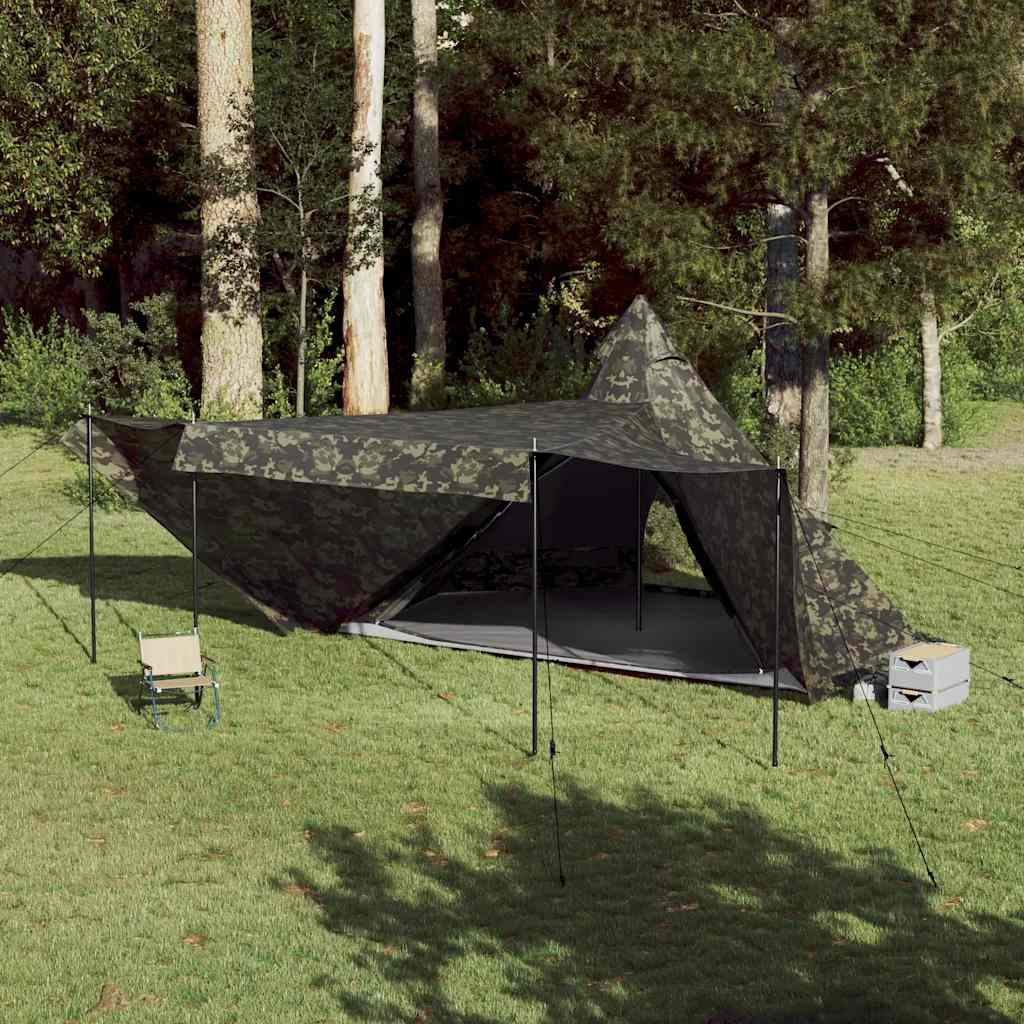 Šeimos palapinė, kamufliažinė, šešiavietė, atspari vandeniui