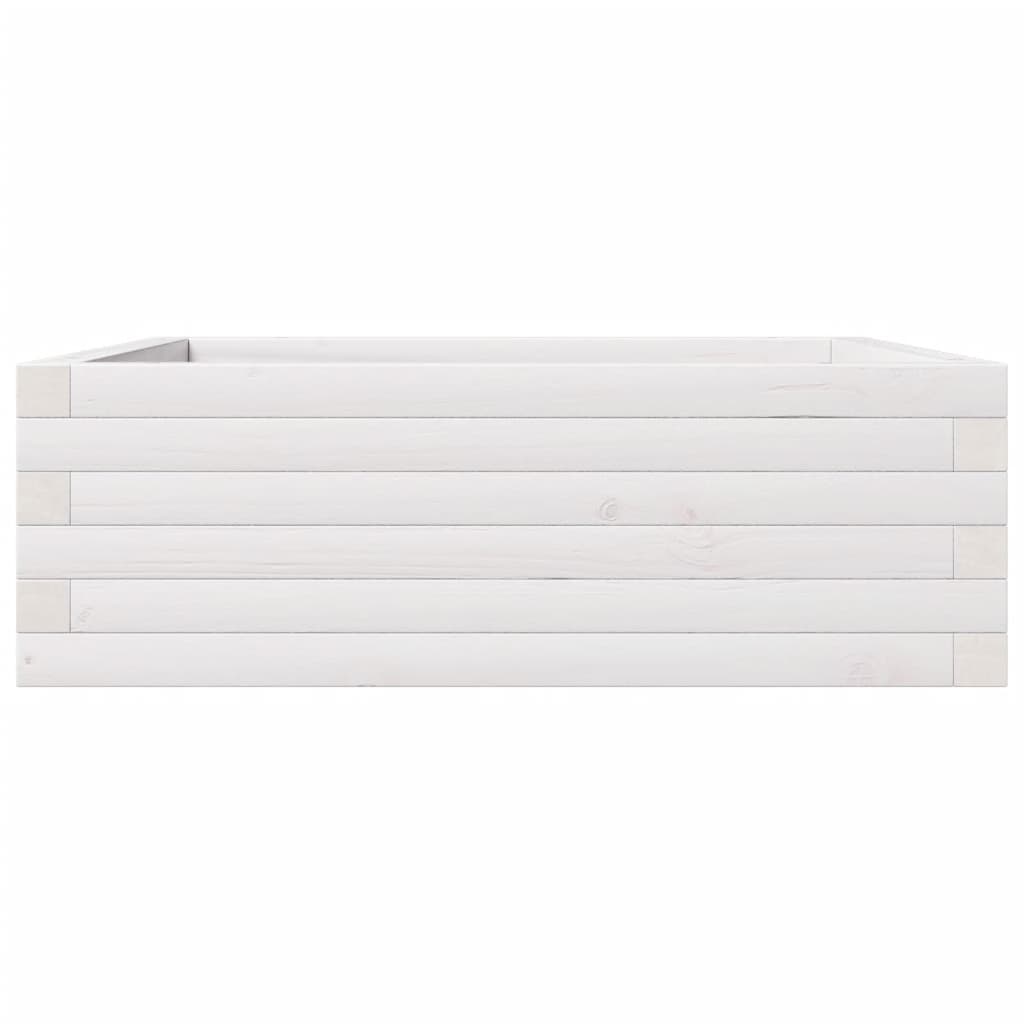 Sodo lovelis, baltas, 70x70x23cm, pušies medienos masyvas